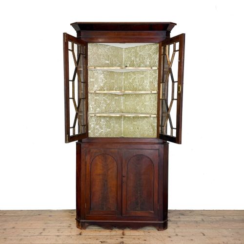 ANTIQUE MAHOGANY CORNER CUPBOARD - ADDITIONAL PHOTO 1