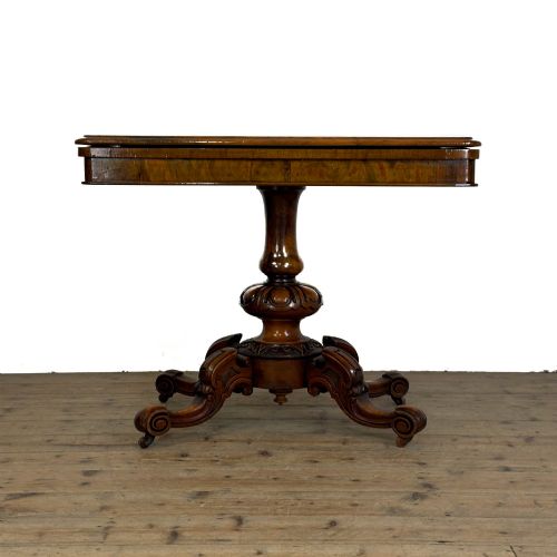 Antique Victorian Walnut Foldover Card Table