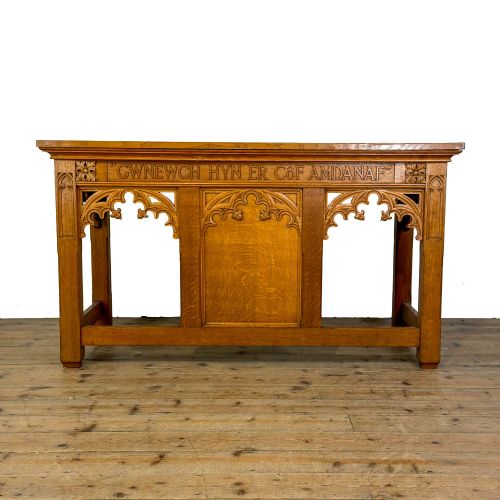 Antique Gothic Revival Oak Welsh Chapel Altar Table