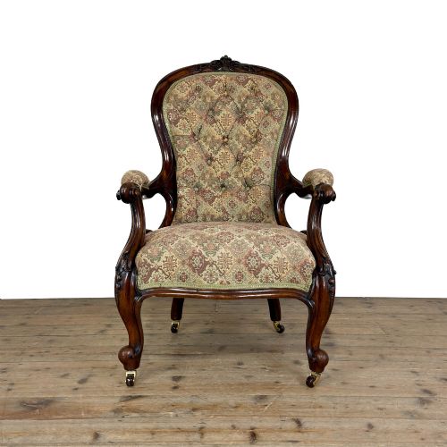 Antique Victorian Mahogany Carved Armchair
