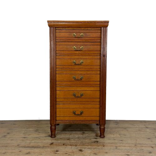 Antique Late Victorian Oak Wellington Chest of Drawers