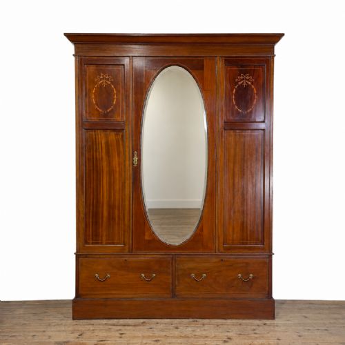Antique Large Edwardian Mahogany Wardrobe

