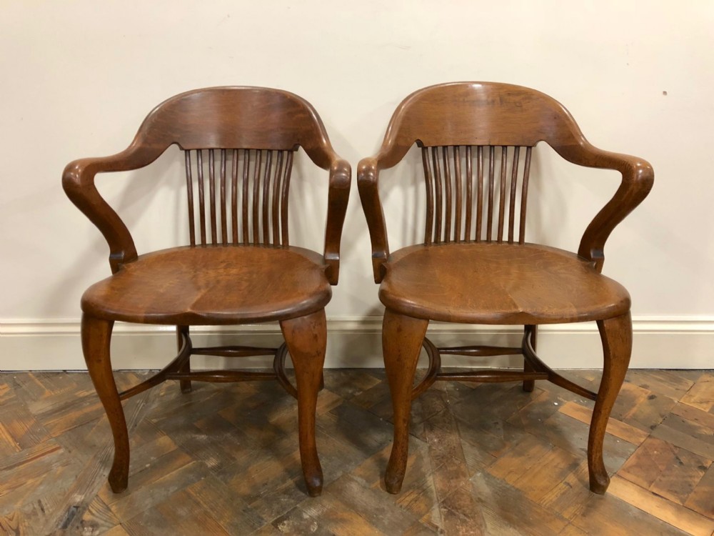  Pair of Unusual 1920s Antique Bow Armchairs 