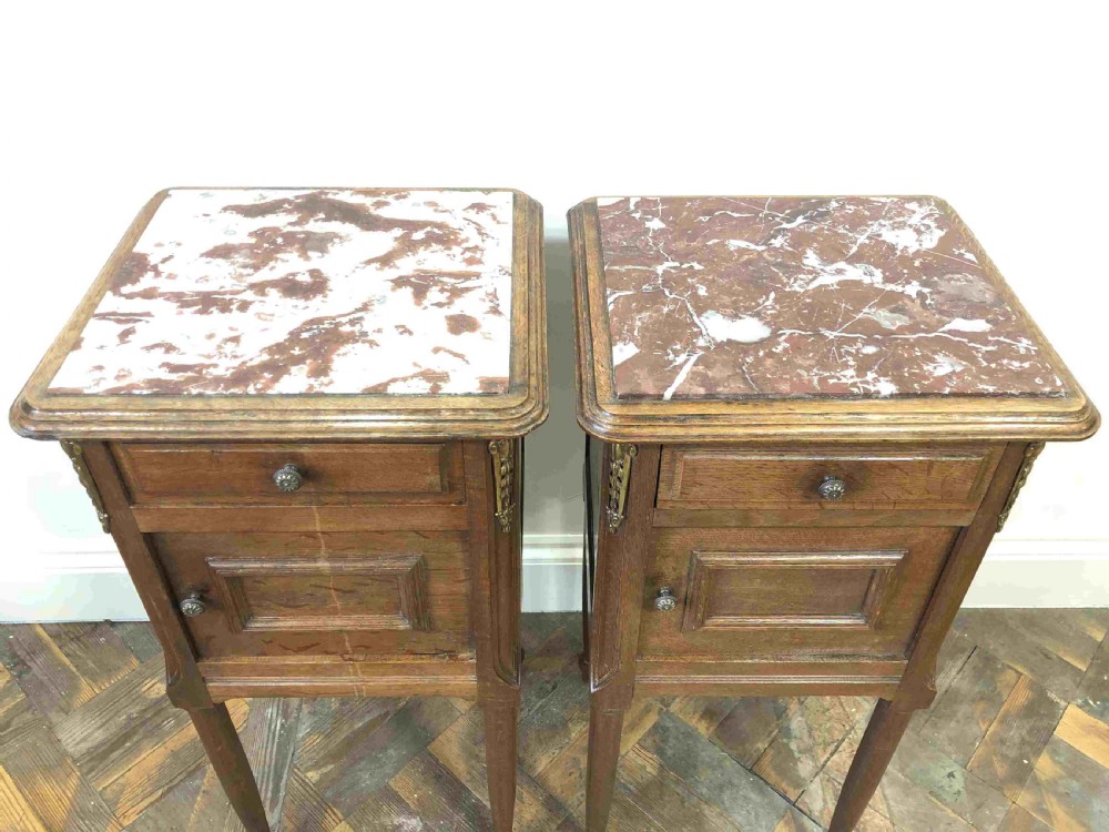 

Pair of Antique Marble Top Cupboards - Ideal as Bedside Cabinets
 View III