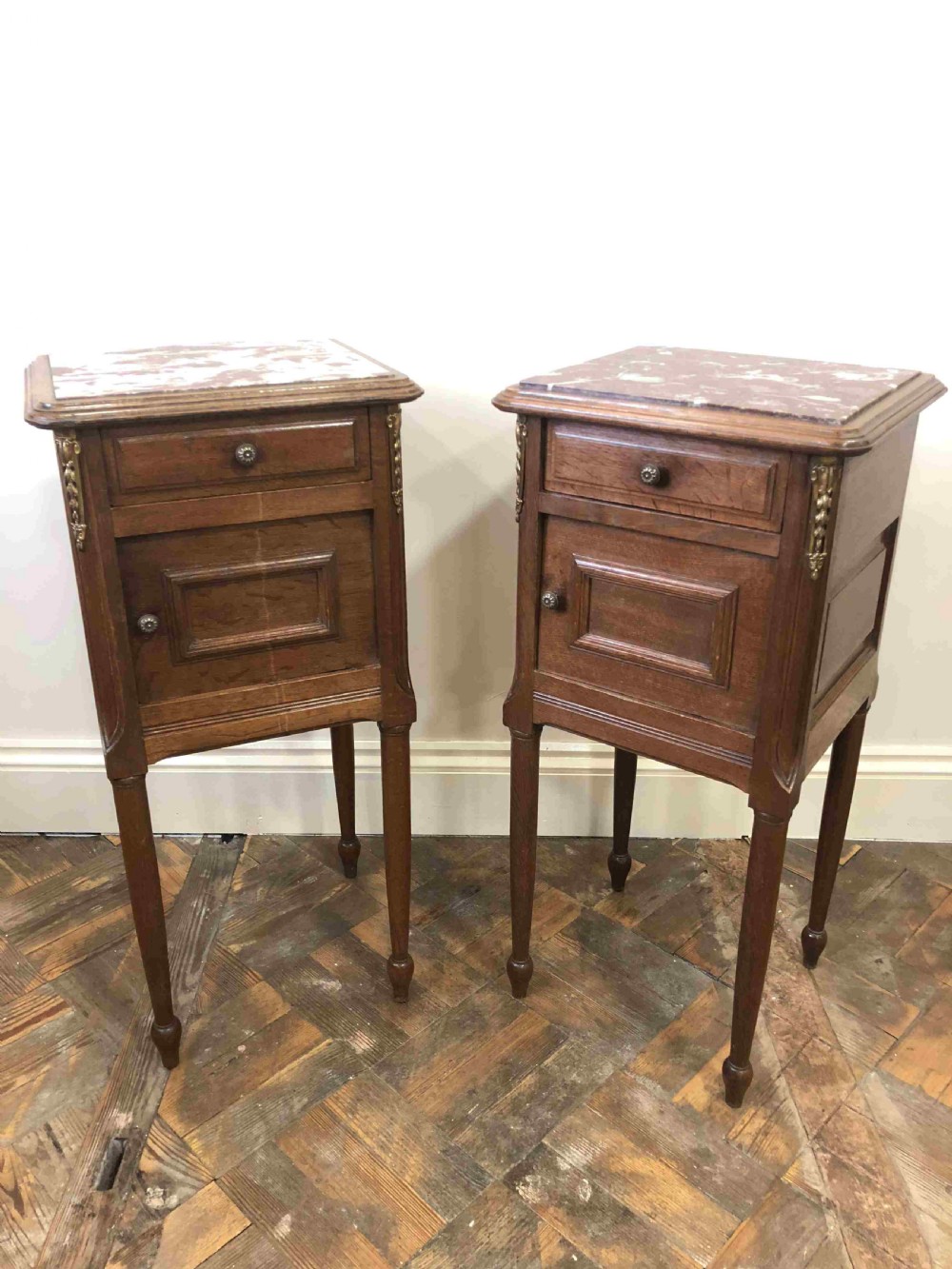 

Pair of Antique Marble Top Cupboards - Ideal as Bedside Cabinets
 View VI