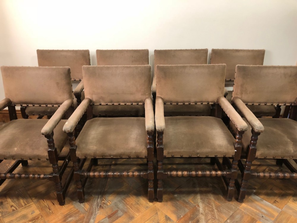  Set of Eight 17th Century Style Armchairs 