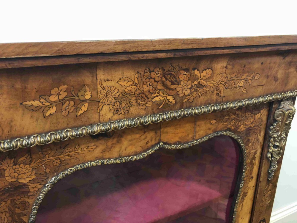  Beautiful 19th Century Inlaid Walnut Pier Cabinet with Glazed Front  View IV
