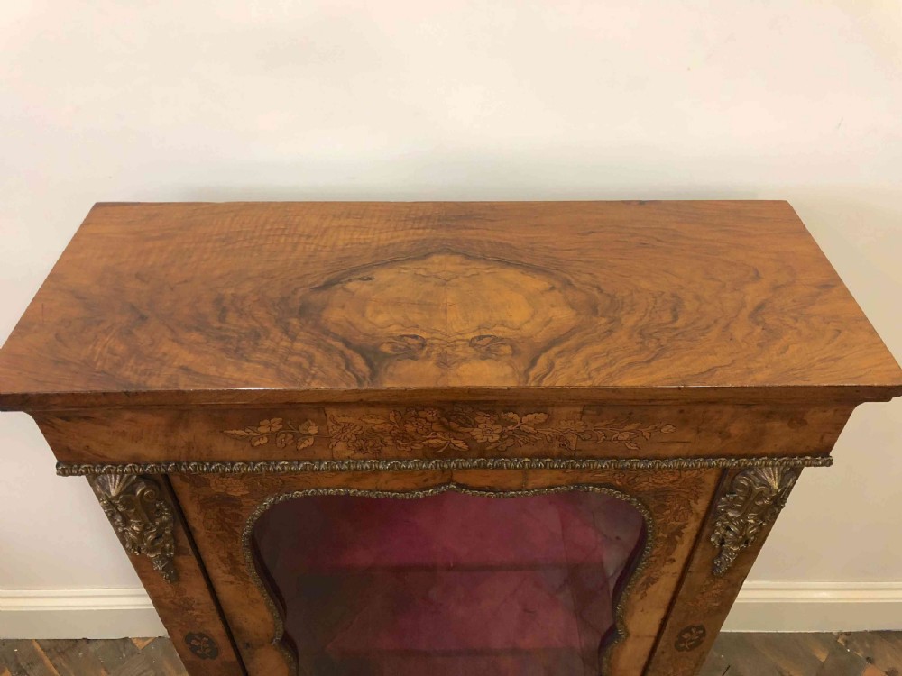  Beautiful 19th Century Inlaid Walnut Pier Cabinet with Glazed Front  View V