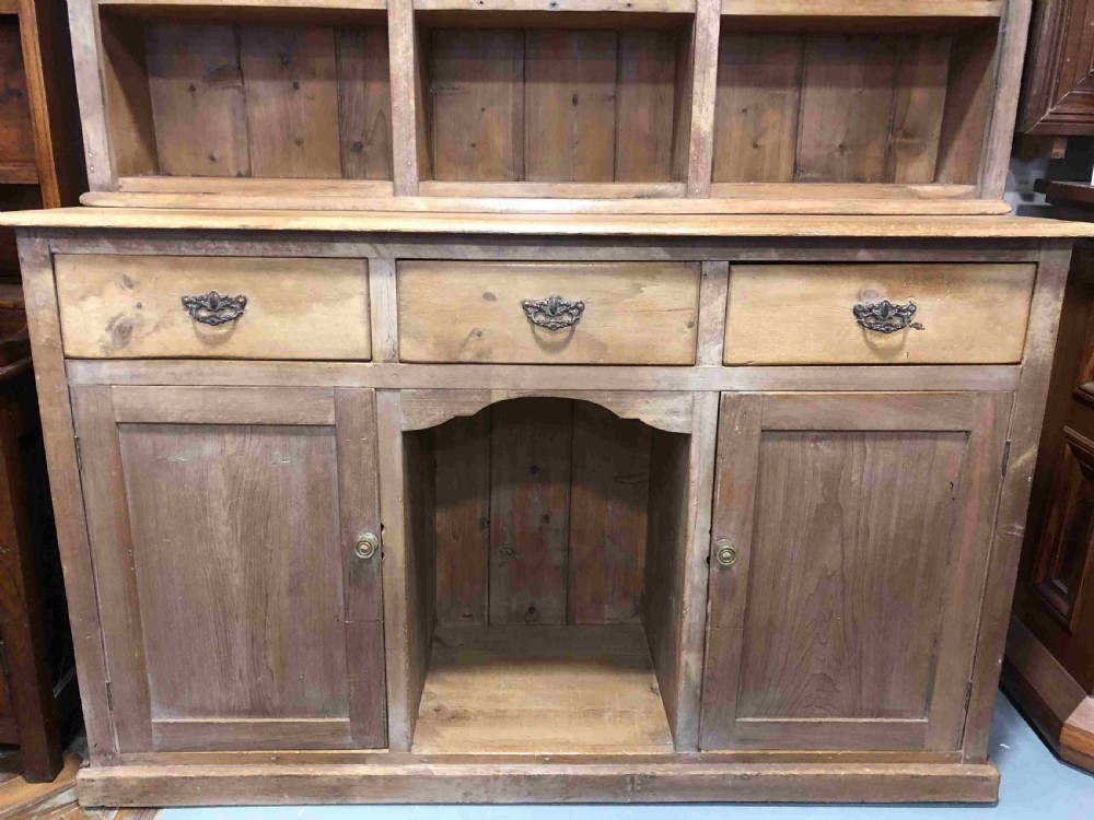 Large Pine Dresser with Cupboard Base and Compartment Rack Top  View III
