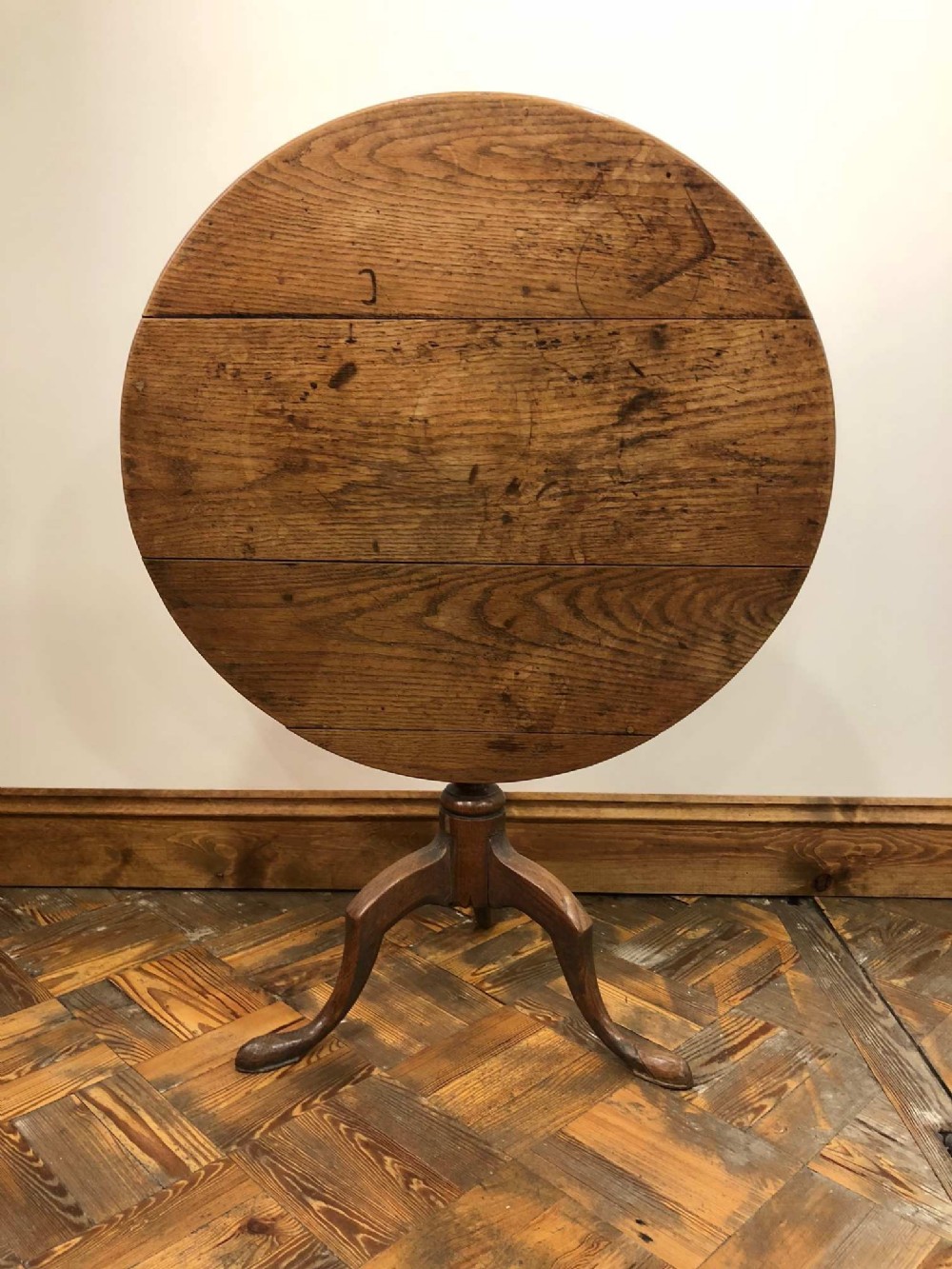  Antique Georgian Oak Tilt Top Table 