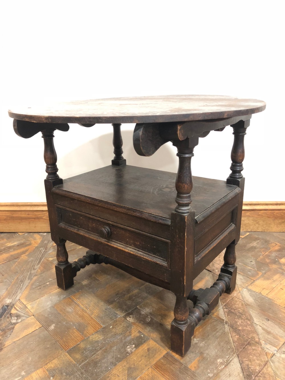  An Unusual Antique Oak Monks Seat Bench  View IV