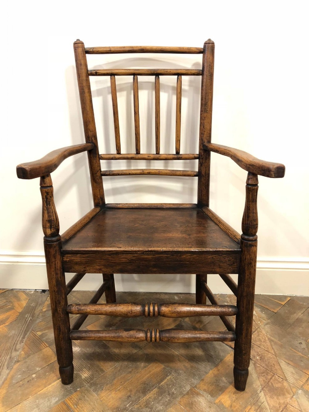 19th Century Ash and Elm Stick Back Armchair 