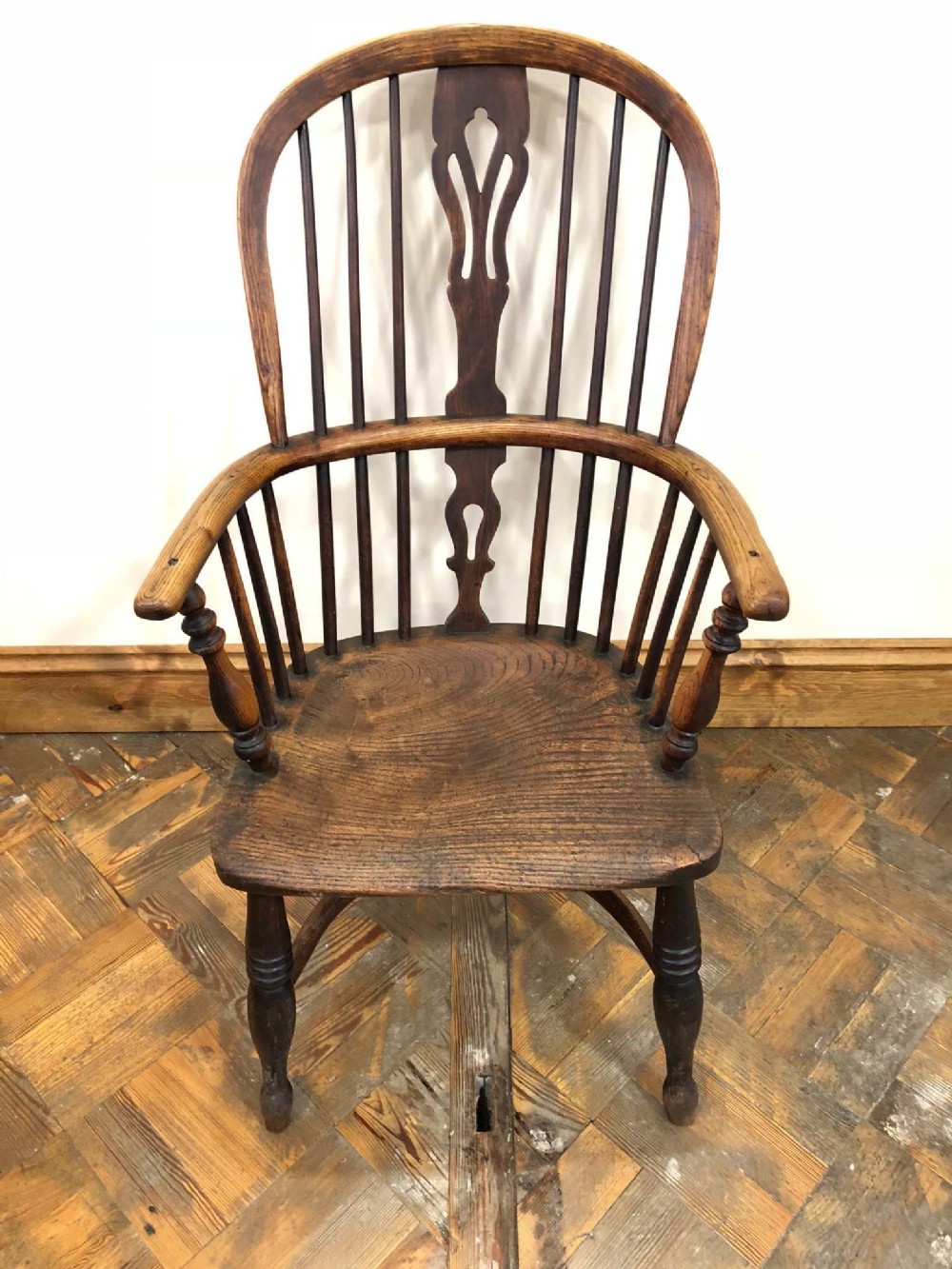 19th Century Ash and Elm Slat Backed Windsor Armchair