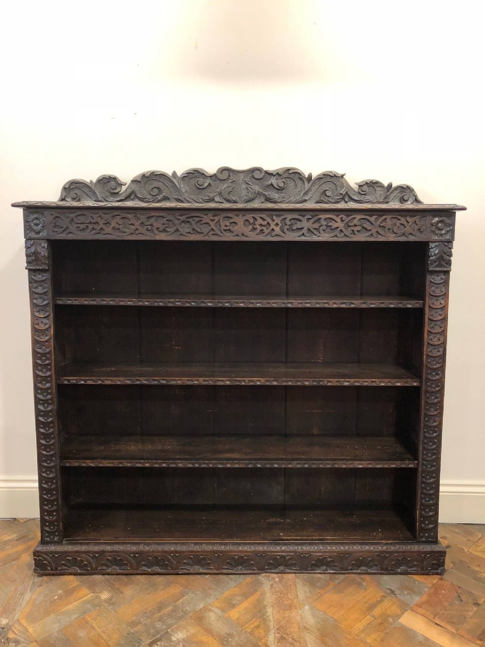 19th Century Gothic Style Carved Oak Bookcase