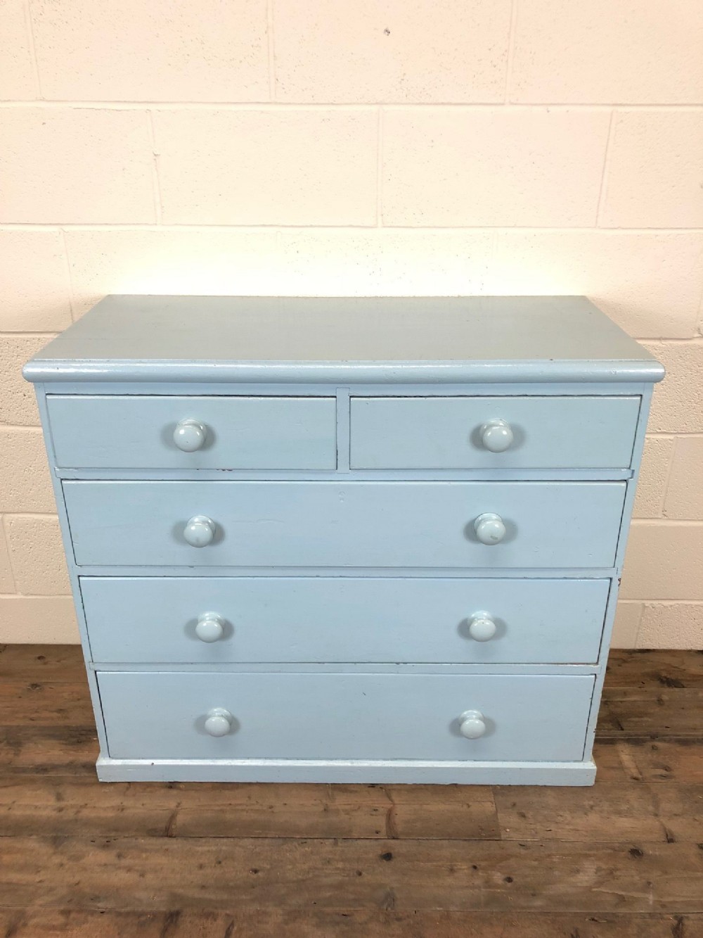 Blue Painted Victorian Pine Chest of Drawers