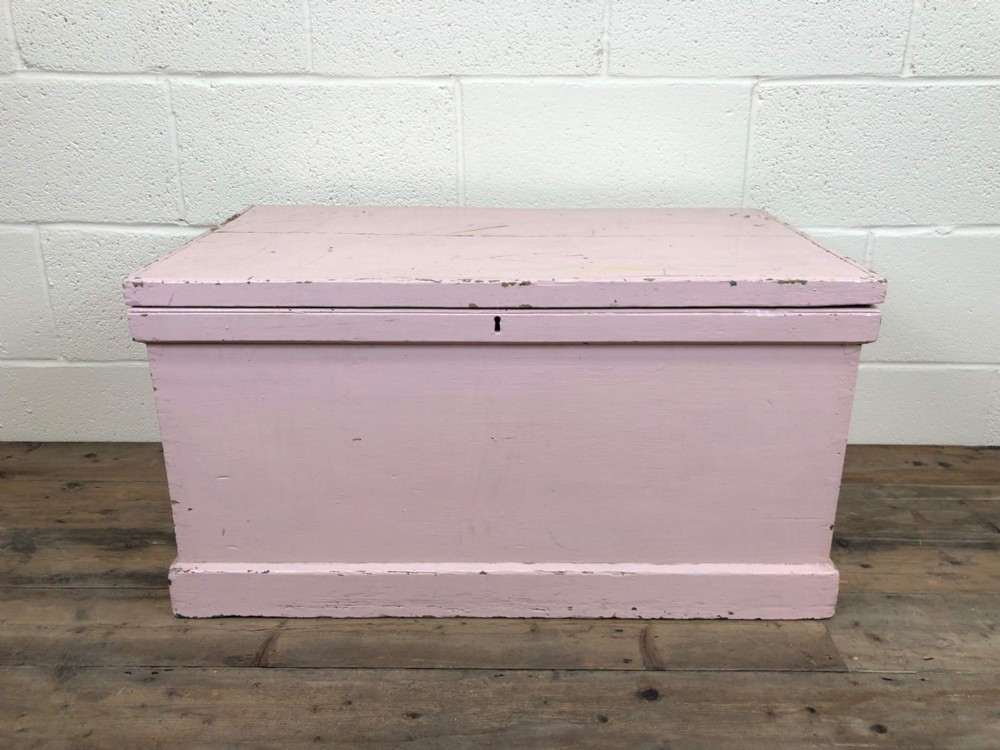 Victorian Pink Painted Pine Storage Chest 