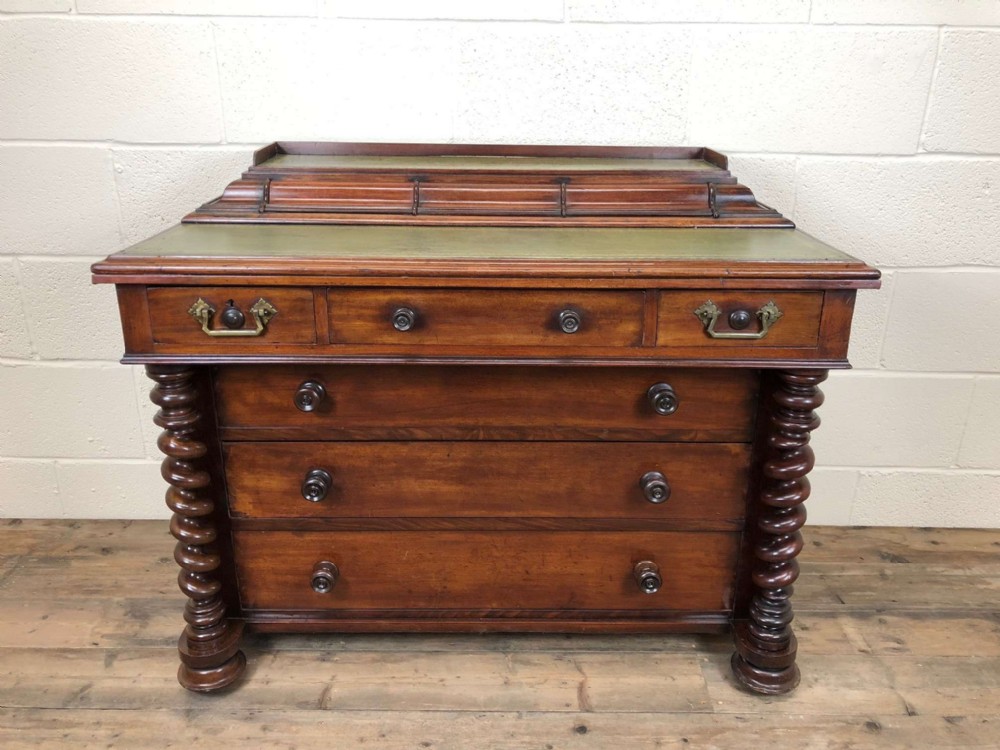 Regency Mahogany Writing Desk with Green Leather Top