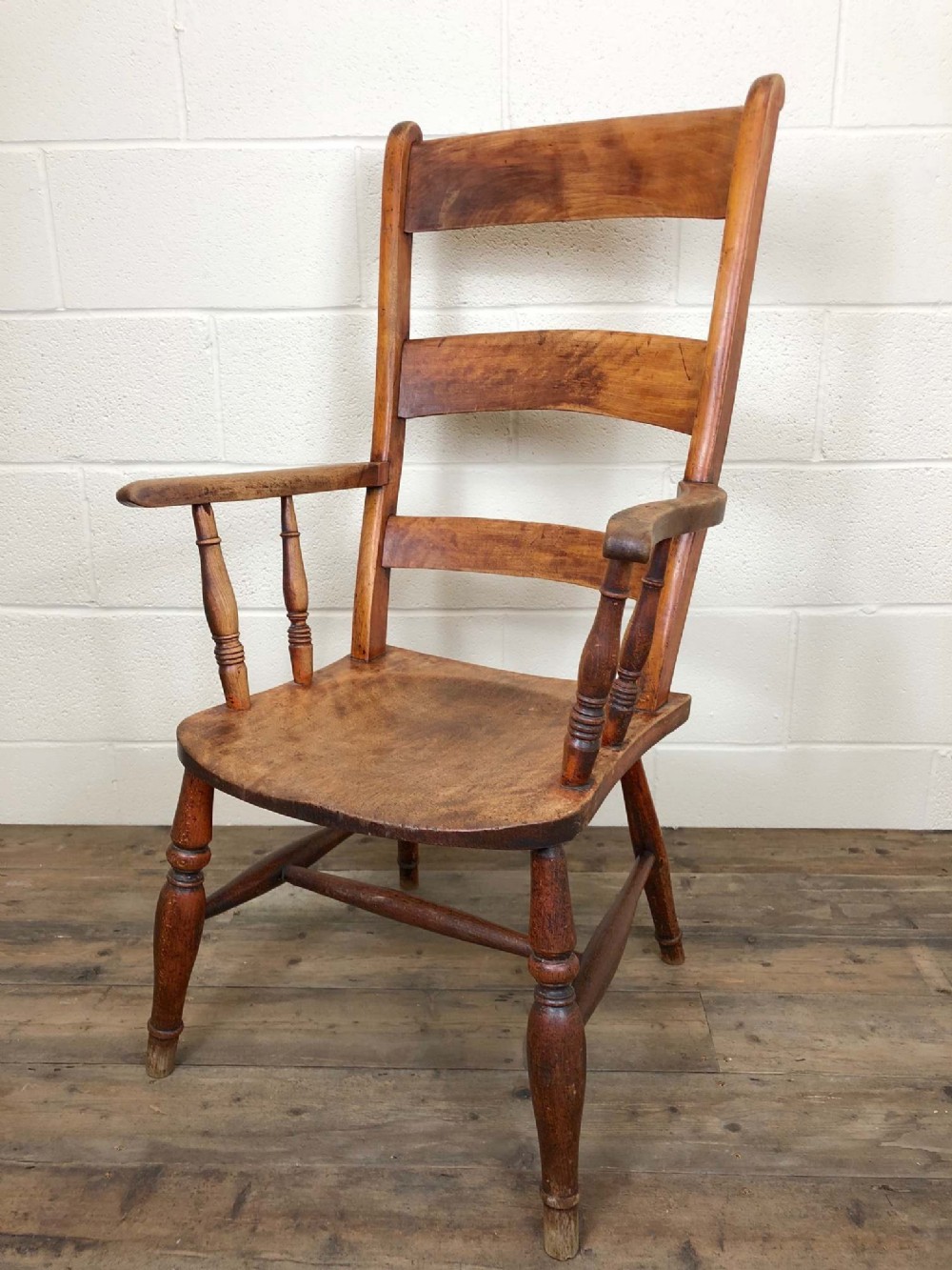 Late 19th Century Double Bar Back Armchair