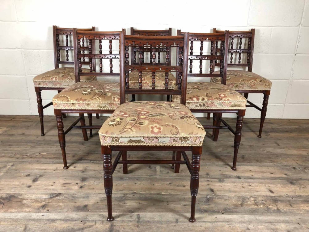 Set of Six Edwardian Mahogany Dining Chairs