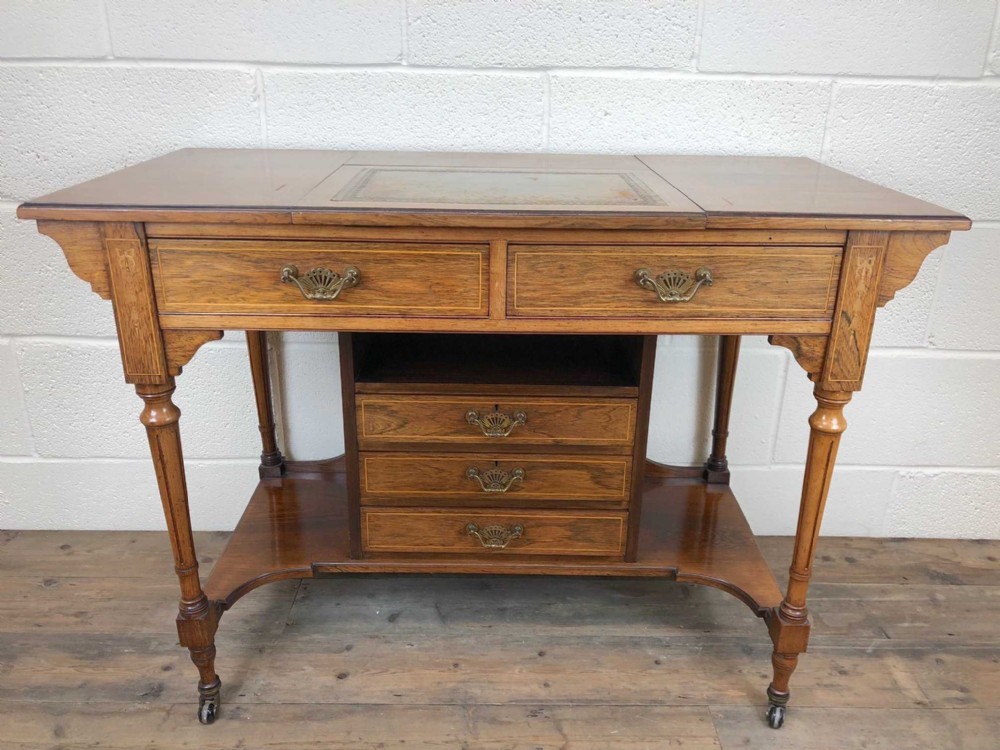 Edwardian Inlaid Desk with Pop Up Writing Slop