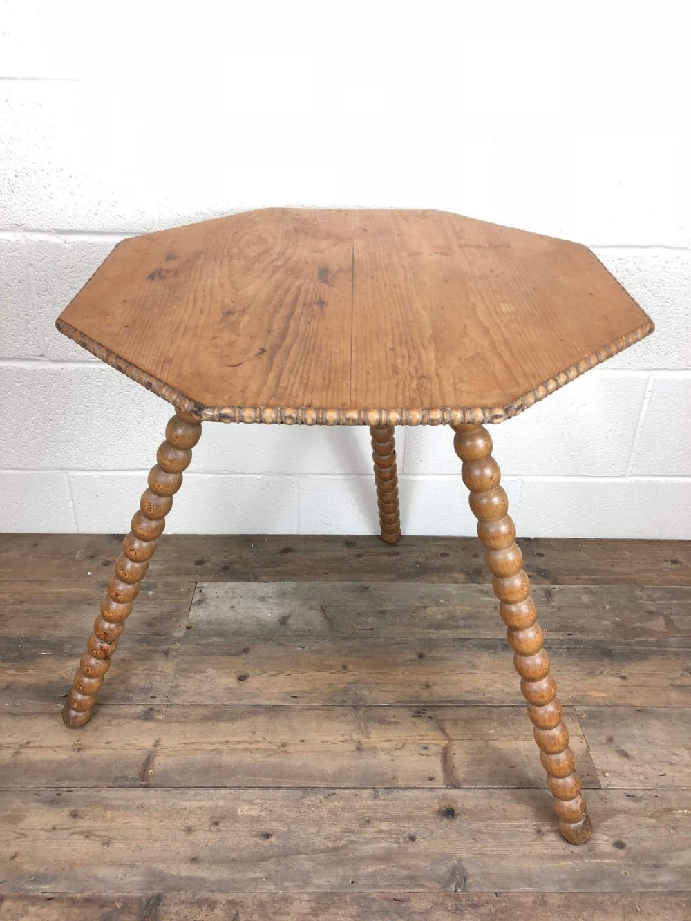 Octagonal Pine Table on Bobbin Turned Legs