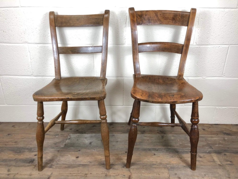 Two Similar 19th Century Ash and Elm Bar Back Farmhouse Chairs