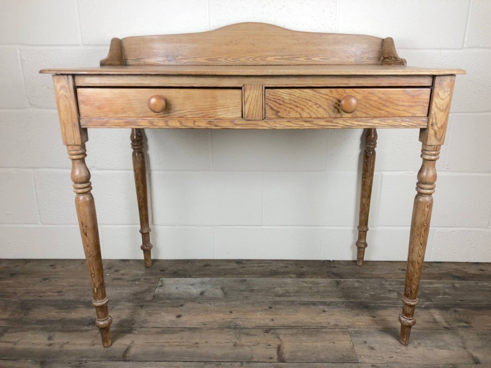 19th Century Stripped Pine Two Drawer Table