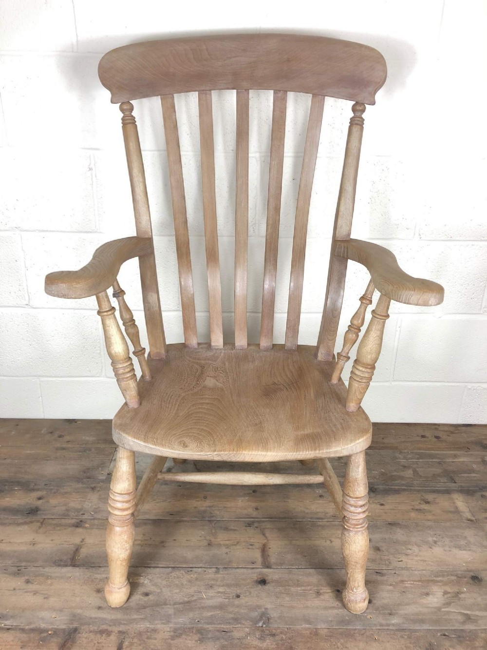 Stripped 19th Century Ash and Elm Farmhouse Armchair