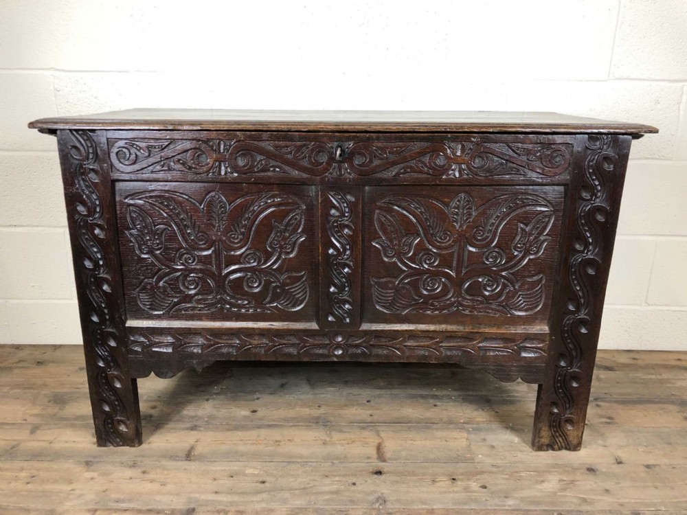 17th Century Carved Oak Coffer 