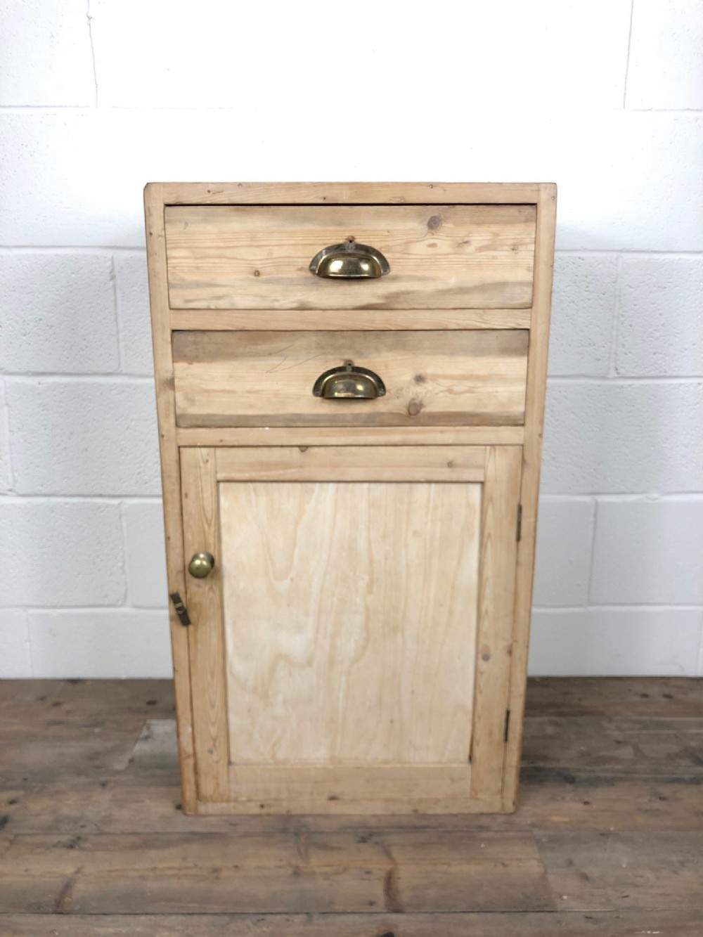 Small Antique Pine Two Drawer Cupboard 