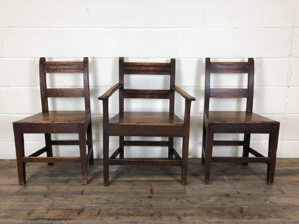 Set of Three Welsh Oak Chairs 