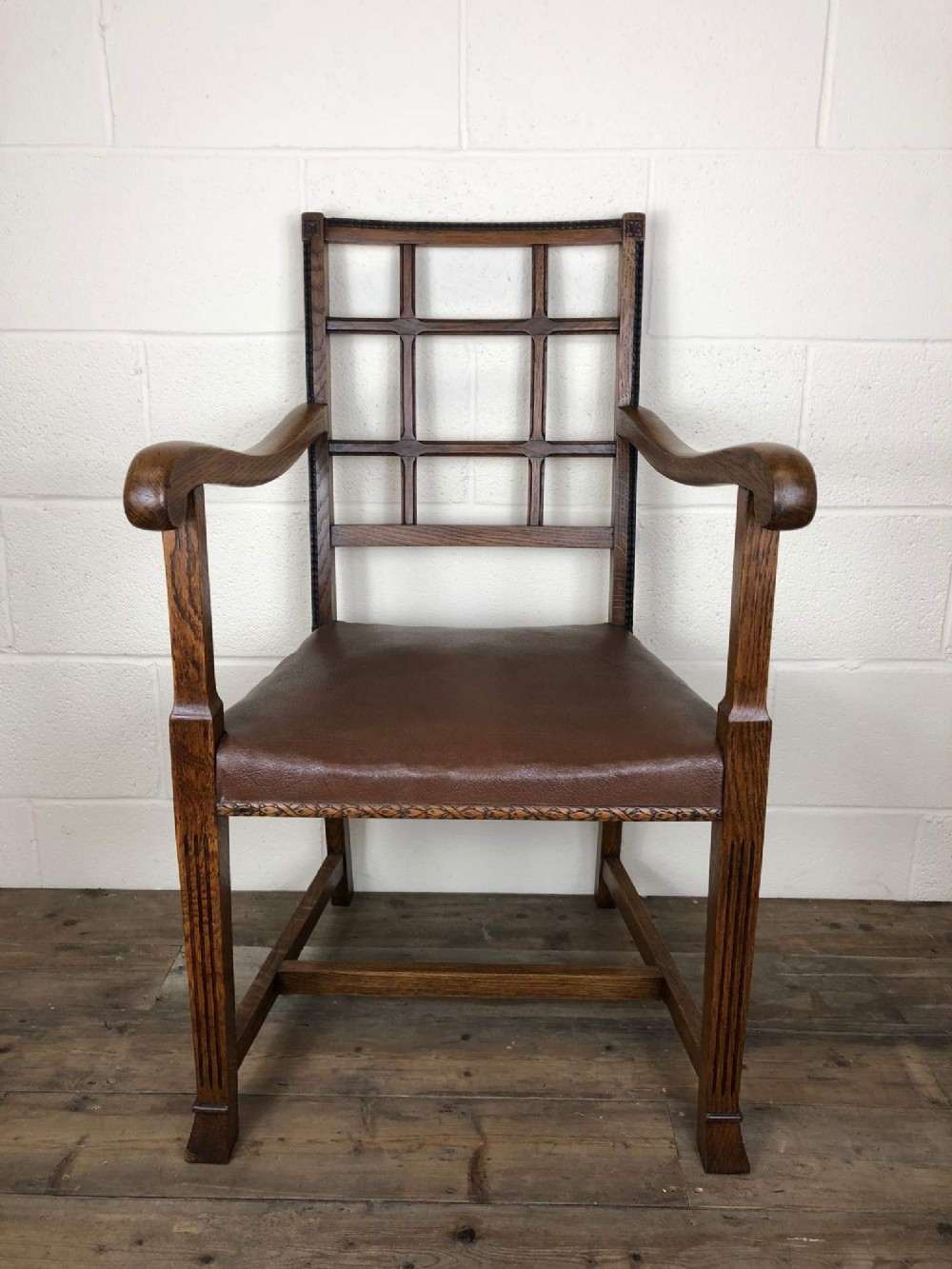 Antique Oak Arts and Crafts Armchair 