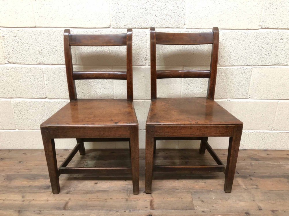 Pair of Antique Early Welsh Oak Bar Back Farmhouse Chairs