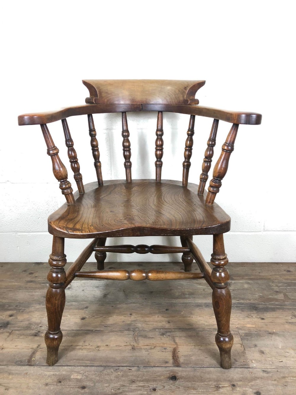 19th Century Ash and Elm Captain’s Chair Smoker’s Bow Chair