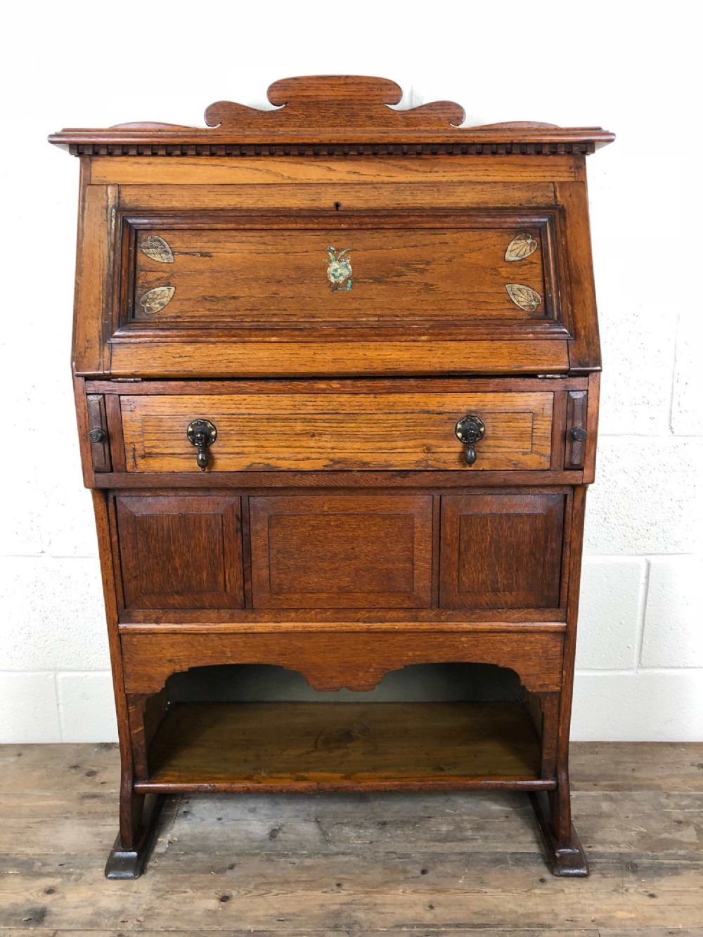 Narrow Antique Oak Fall Front Bureau