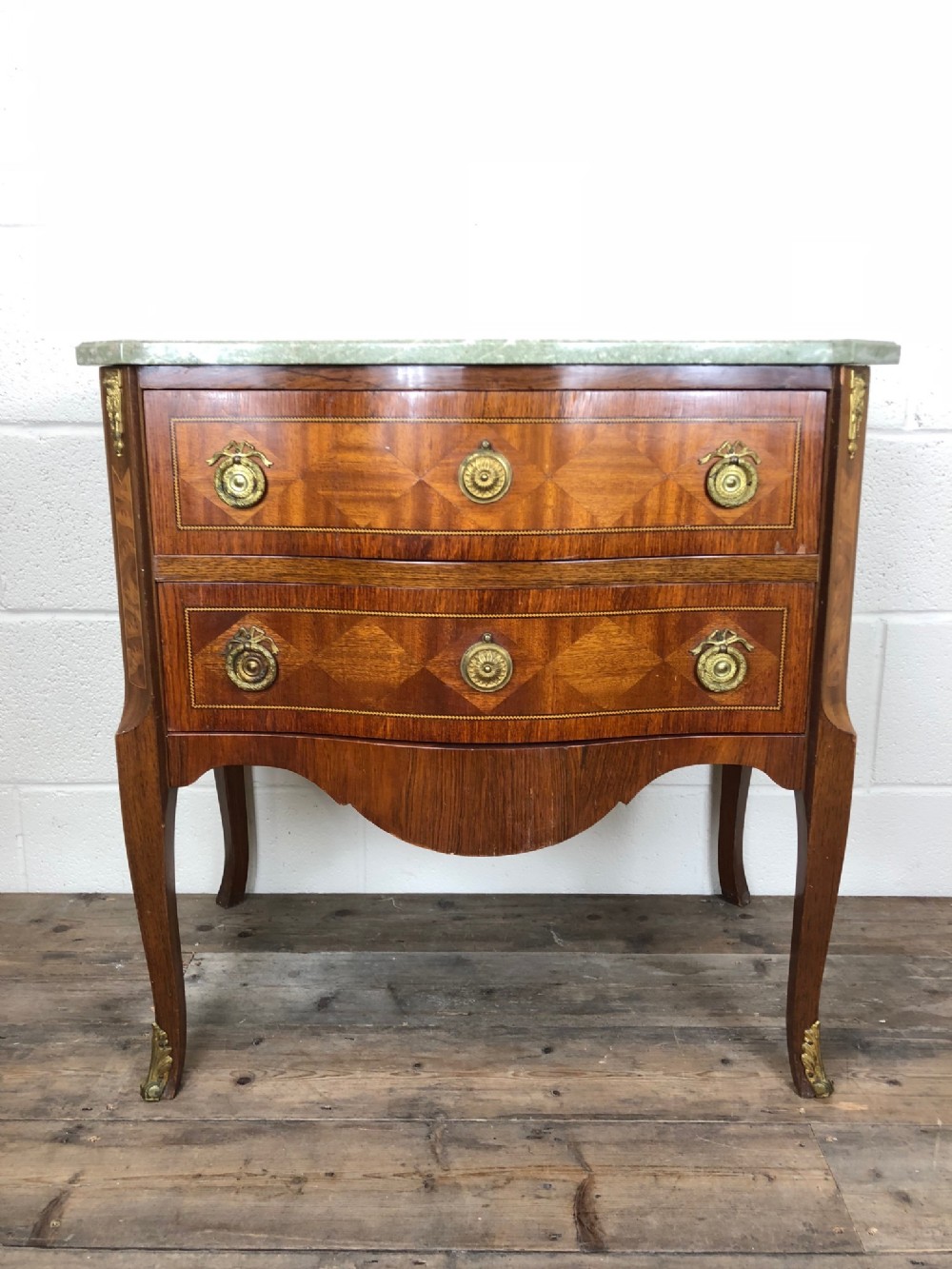 French Kingwood Two Drawers Chest with Marble Top