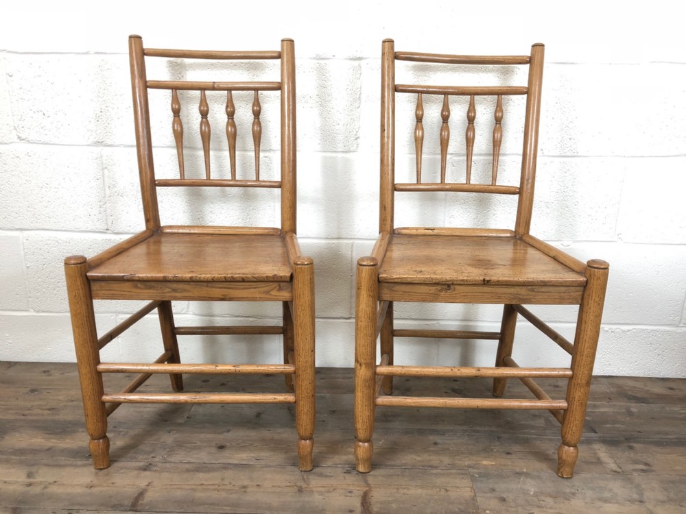 Pair of Light Coloured Comb Back Chairs 