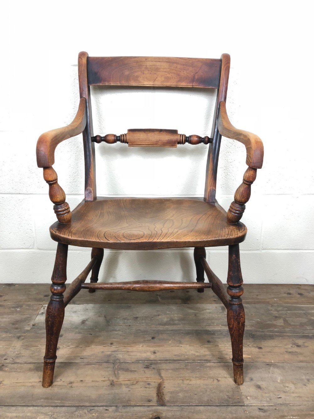 Georgian Ash and Elm Bar Back Armchair 
