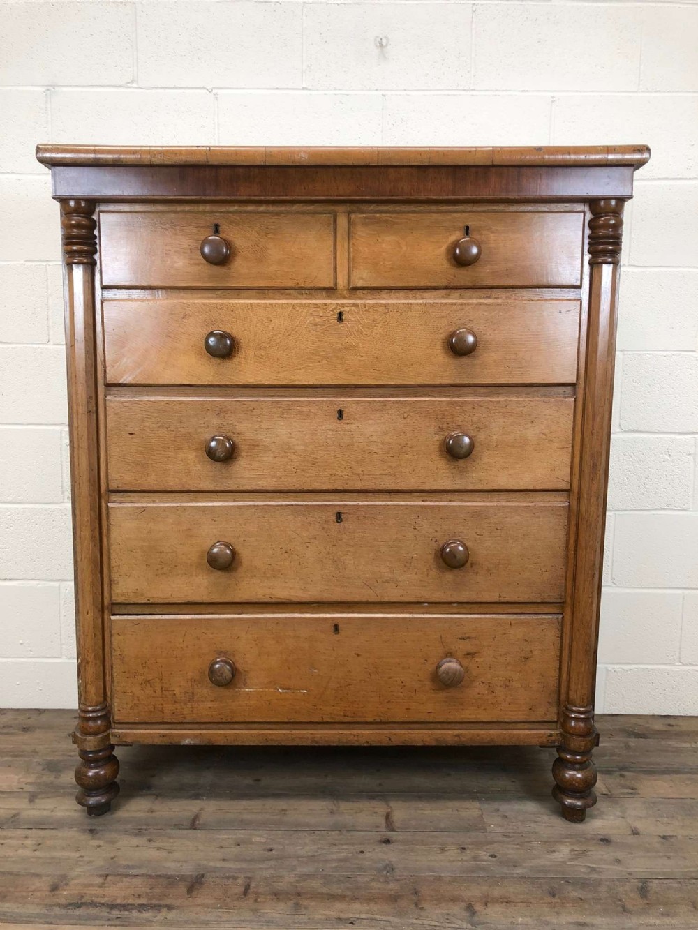Large Victorian Light Oak Chest of Drawers