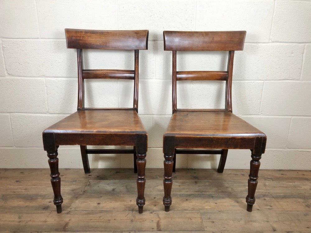 Pair of 19th Century Mahogany Bar Back Farmhouse Chairs