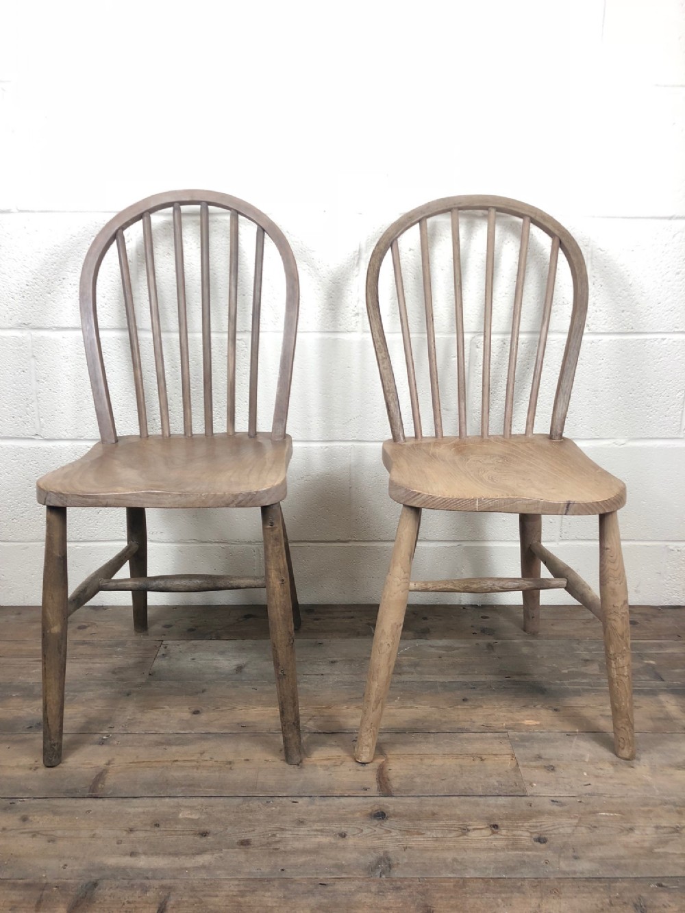 Pair of Antique Ash and Elm Hoop Back Chairs