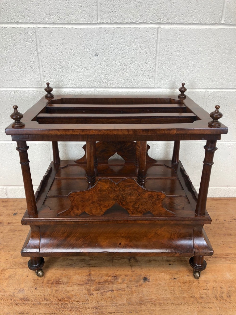 Victorian Walnut Canterbury with Drawer