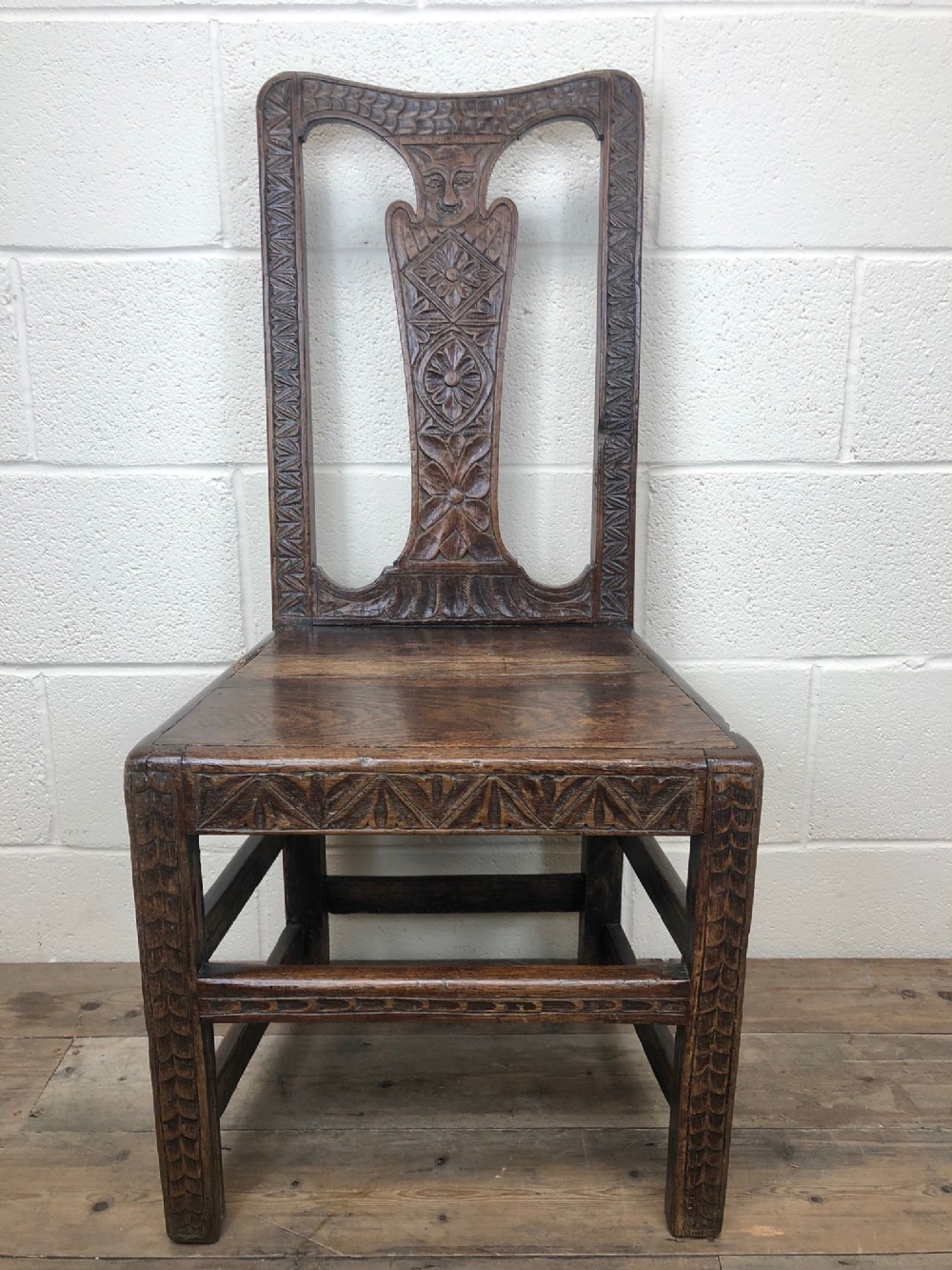 Antique Gothic Carved Oak Chair