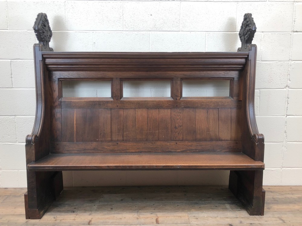 Large and Impressive 19th Century Carved Oak Church Pew
