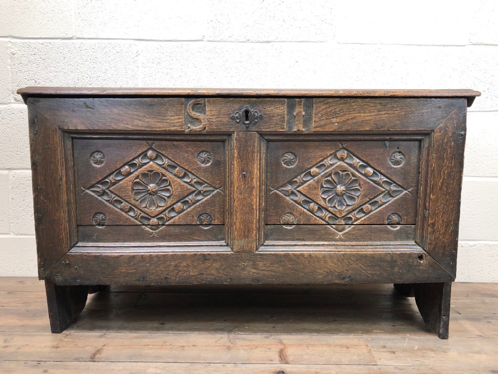 Early 18th Century Antique Carved Welsh Oak Coffer