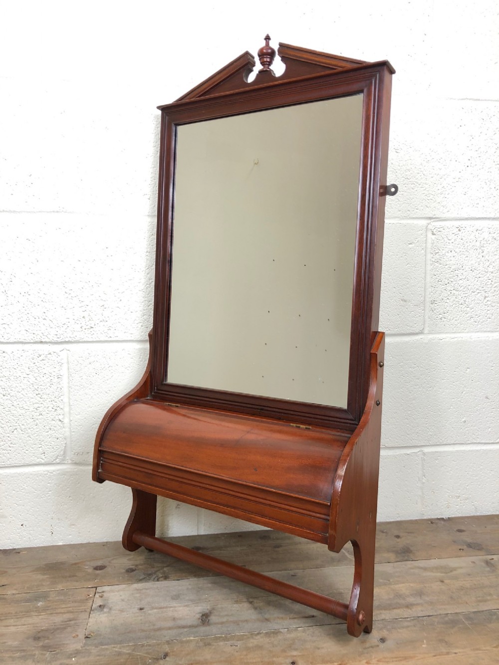 Antique Victorian Mahogany Wall Mirror with Compartment