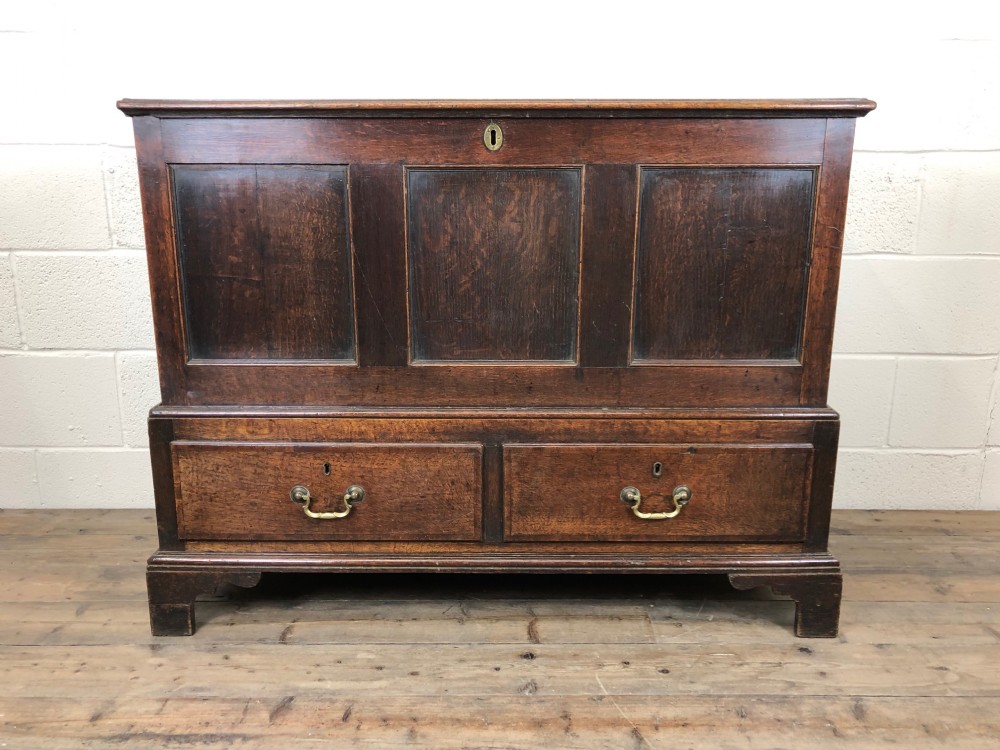Antique 18th Century Oak Coffer Mule Chest 