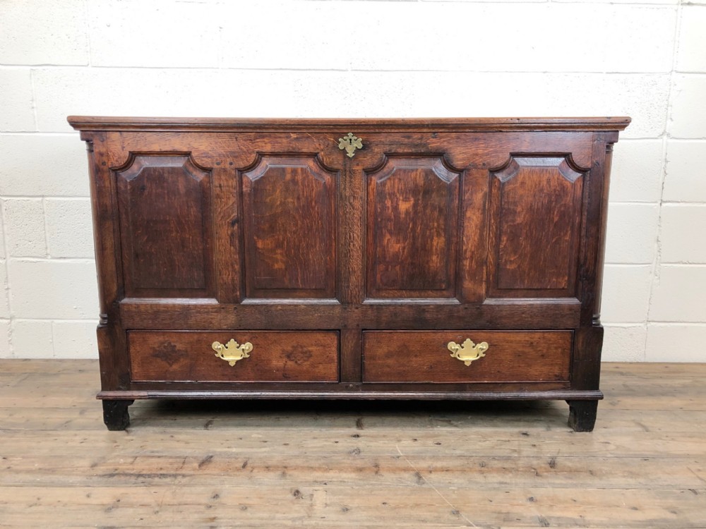 18th Century Welsh Oak Coffer with Panel Front