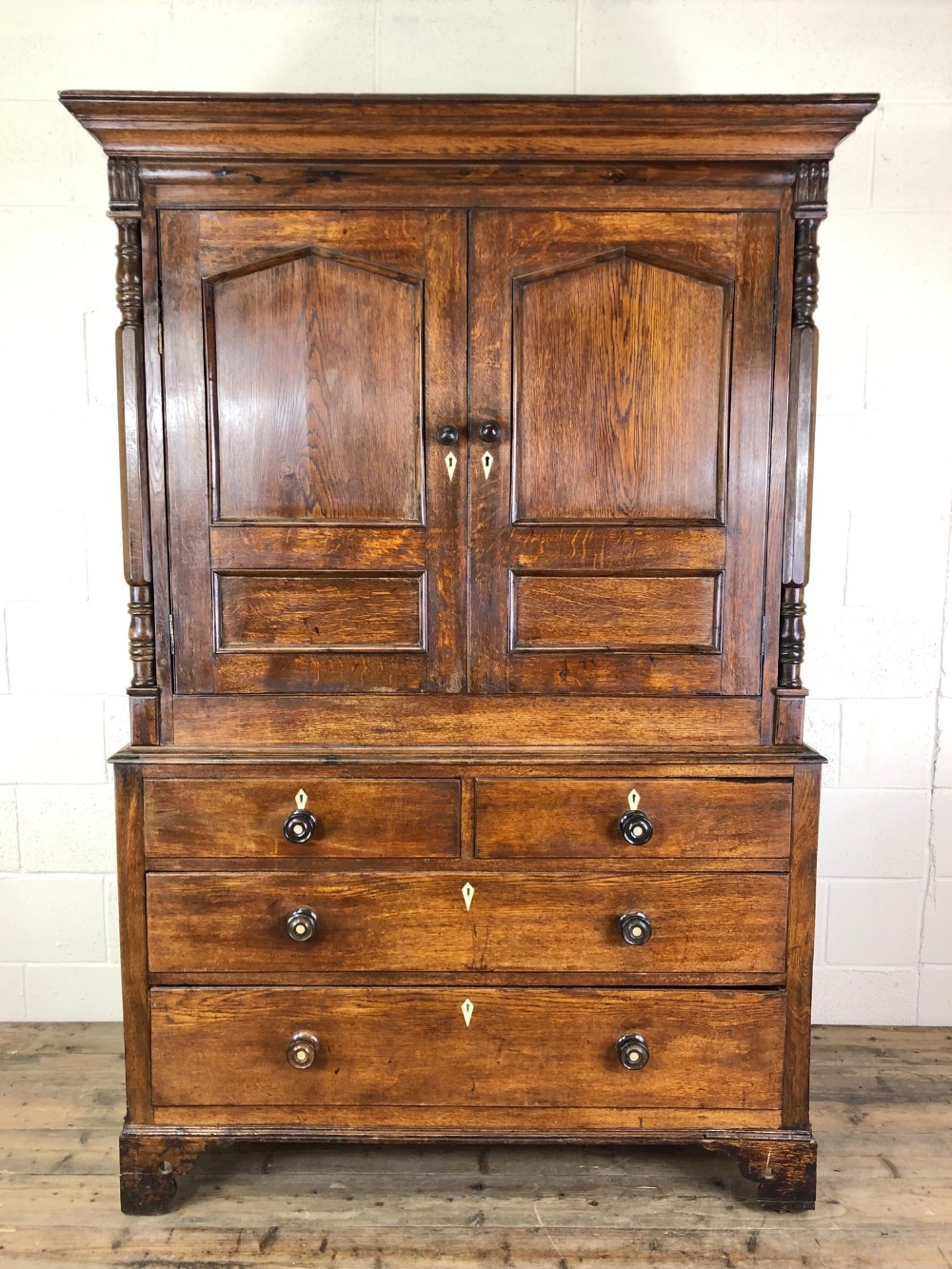19th Century Welsh Oak Linen Press Cupboard
