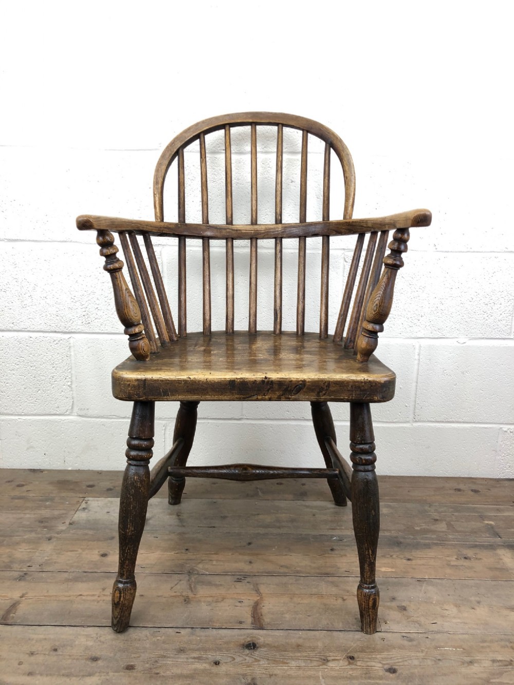 19th Century Ash and Elm Low Back Windsor Armchair